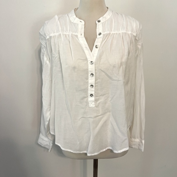 Pilcro Tops - Anthropologie Pilcro Long Sleeve White Button-Front Blouse Cotton Women’s small